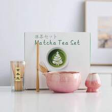 7件套日式陶瓷抹茶茶具,包括抹茶碗、抹茶筅、抹茶杯、搅拌棒、茶匙、茶碗套装、抹茶冲泡工具、甜点和饮品制作工具、日式礼盒,适合送给抹茶爱好者。 - 彩色 - 查看 5