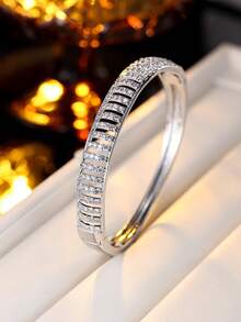 1pc Luxury Hollow Tennis Style Bracelet, Suitable As Gift For Girlfriend Or Best Friend - Bracelet - View 4