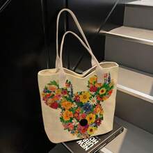 1 chiếc túi đeo vai kiểu chuột Mickey của Disney, túi vải canvas hoạt hình, túi đựng đồ đi học và đi làm. - Hình chữ nhật - Xem 5