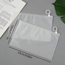 20/10/2 16密尔加固收纳袋，哑光透明拉链袋，带提手环 – 耐用收纳包，适用于旅行、学习、化妆品、文件和小物件 - 透明 - 查看 3