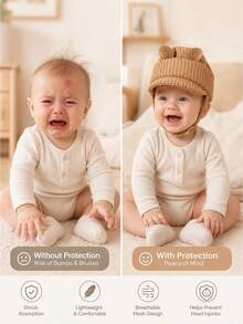 1pc Cartoon Bear Baby Anti-Fall Hat, Adjustable Baby Toddler Safety Helmet, 3D Mesh Breathable Anti-Collision Protective Cap, Summer, Brown/Pink - Brown Bear - View 3