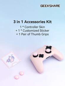 Cat Paw Silicone Non-Slip Grip Protective Case + 1 Pair Thumb Grips + 1 Sticker For Nintendo Switch Pro Wireless Controller - Baby Pink - View 4