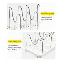 1 PC Retractable Kitchen Utensil Storage Rack, Stainless Steel Countertop Organizer With Lid Holder, Bowl Rack, Drip Tray And Drawer - Grey - View 9