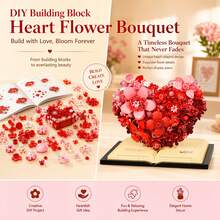 768 Stücke herzförmige konservierte Blumen-Baustein-Buch-Ornament - DIY handgefertigte Montage Herz-Blumen-Baustein-Buch, romantische künstliche ewige Rose Topfpflanze, Ins-Stil Schreibtisch-Heim-Büro-Dekoration, Valentinstag 520 Qixi Geburtstag Jahrestag Geschenk für Freundin Ehefrau beste Freundin Frauen, Erwachsenen Stressabbau Mini-Partikel handgefertigtes Baustein-Spielzeug-Sammlung-Modell - Verschiedenfarbig - Übersicht 4