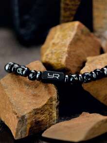 YOUNG&RICH YOUNG & RICH Nightfall Black Glass Beaded Bracelet - Black - View 3