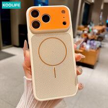 Koolife 1pc White & Orange Contrast Color Phone Case, PC Material, Breathable Heat Dissipation Design, Lens Frame Protection, Anti-Scratch & Anti-Drop Protective Cover, Compatible With Apple 17/17 Pro/17 Pro Max/16/15 - Off-white + Orange - View 8