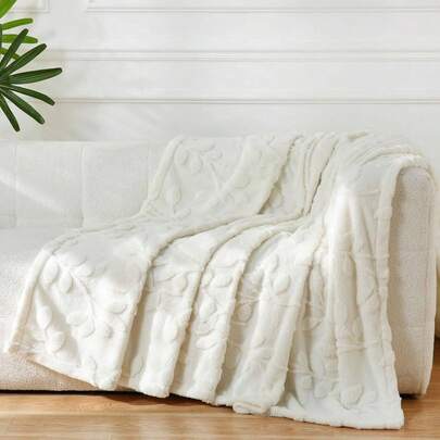 Manta de franela jacquard suave y cómoda, adecuada para sofá y cama, manta de tiro esponjosa y ligera, manta decorativa para mujeres en todas las estaciones
