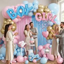 Gender Reveal Balloon Decorations - 82PCS Pink Blue Balloon Garland Kit, Backdrop For Baby Shower Party Decorations, Boy Or Girl Party Supplies Neutral Theme Complete Party Set Room Decor - 藍色和粉紅色 - 查看 2