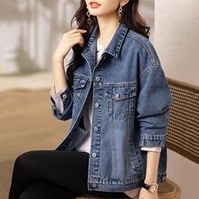 Women's Short Denim Jacket Retro Style Casual Slim Fit Lightweight Autumn Thin Coat - Blue - View 1