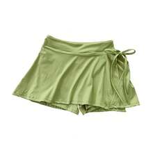 Falda deportiva para Yoga, falda de tenis y bádminton, pantalones de medio cuerpo, falda con bolsillo de secado rápido, falda con correa lateral dividida, pantalones para prendas de vestir - verde - Ver 6