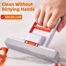 1 Set Mini Mop, New Upgrade Mini Portable Self-Squeezing Mop,Easy To Self-Squeeze, Mini Mops For Small Spaces, Wet And Dry Use Cleaning System Small Mops For Bathroom Kitchens Desktop Glass,Suitable For Bathroom, Kitchen, Car, Window Glass Wiper (Orange + Sponge) - 多色的 - 查看 1