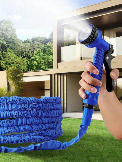 Tuyau de jardin extensible de 25ft-200ft avec buse réglable à 7 modes de pulvérisation, tuyau d'eau magique flexible, tuyau d'arrosage de jardin en PVC durable et étanche, convient pour le lavage de voiture, l'arrosage de la pelouse, le nettoyage de la cour, l'arrosage des plantes et le bain des animaux de compagnie, 2 pièces - Tuyau + Buse/1 set