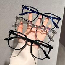 3/1pc Minimalist Square Rivet Neutral Decorative Glasses, Lightweight Plastic Frame With Non-Slip Nose Pads, Face-Shaping Accessory, Suitable For Outdoor, Travel, Work, Summer Celebration Gift - Multicolor 1 - View 4