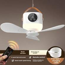 Portable Ceiling Fan, LED Ceiling Fan, Can Be Installed Anywhere. 3600mAh Battery, USB-Rechargeable Fan With Remote Control, 4 Speed Settings, Timer Function And Detachable Design, Suitable For Bedrooms, Outdoor Travel And Camping. - Multicolor - View 3