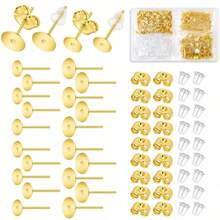 300pcs Stainless Steel Earring Posts With Butterfly Backs And Rubber Backs, Hypoallergenic Corkscrew Earring Pin Kit With Storage Box For Diy Jewelry Making - Gold - View 6