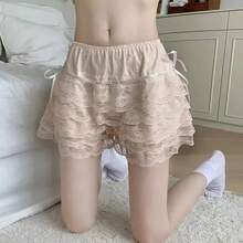 2024 pantalones de  de encaje Floral Lolita, pantalones cortos de verano para mujer, calzoncillos enagua, pantalones cortos sueltos de princesa a la moda para niñas, pantalones cortos de - piel - Ver 4