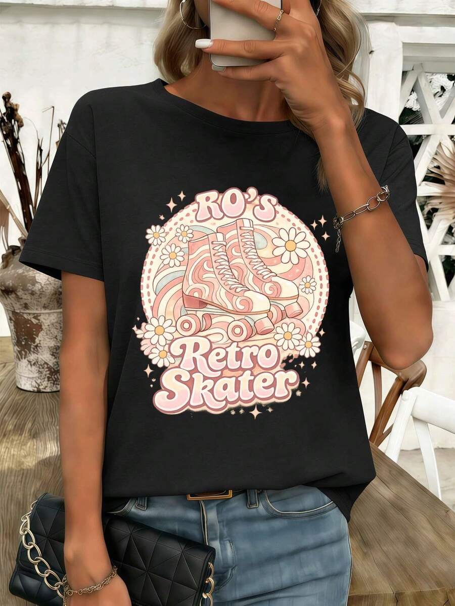 Dam-T-shirts - Svart - Visa 1