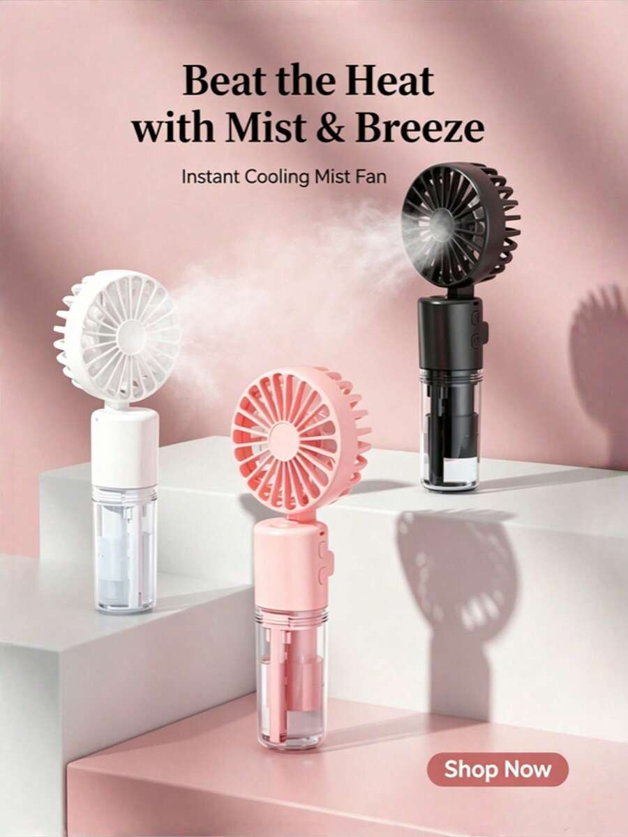 Mini Handheld Mist Fan, Portable Electric Fan, 2-Speed Adjustable, Desktop Fan Suitable For Summer, Humidifying & Cooling, Indoor/Outdoor Camping, Student Rechargeable Fan, 800mAh Long-Lasting Battery