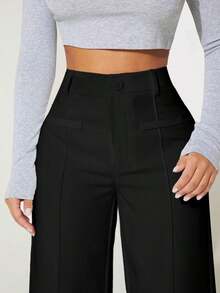 Pantalones de pierna ancha de talle alto - Negro 2 - Ver 6