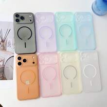 Capa para celular fosca e semitransparente com ímã "Ice Mist", compatível com iPhone 17 Pro Max, 15, 17, 16 Pro, 16, 12, 13, 15 Pro Max, 14, 15, 16 Plus e 17 Air. Design minimalista perfeito para presentes, festas, aniversários e Páscoa - para meninas e meninos. - Preto - Ver 4