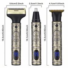 3-In-1 Men's Multi-Functional Shaving Set: Freely Convertible Hair Clipper, Nose Hair Trimmer And Electric Shaver, USB Rechargeable, 1200mAh Battery Capacity, Suitable For Personal Use Or Gift - A - View 4