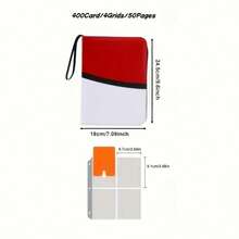 Trading Card Binder 4 Pocket, Card Book With 50 Removable Sleeves Fits 400 Cards, 3-Ring Zipper Design MTG/TCG/Sport Collection Album Gifts For Boys And Girls - Multicolor - View 4