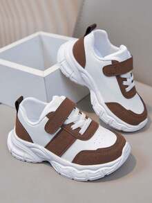 1 Pair Unisex New Low-Top Breathable Flat Casual Shoes, Soft Sole Non-Slip Infant Sneakers, Fashion Versatile Student Running Shoes, Lightweight Chunky Sneakers Suitable For All Seasons - Brown - View 3