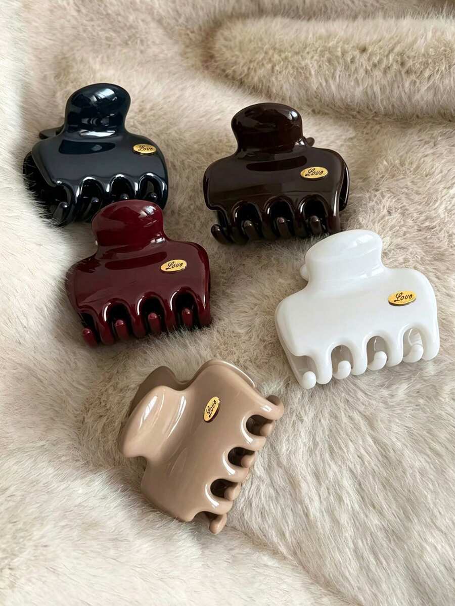 5 pièces/1 pièce Pinces à cheveux en plastique noir, blanc, marron, kaki, bordeaux pour femmes. Pinces à cheveux élégantes, minimalistes et polyvalentes de couleur unie. Convient pour un usage quotidien, décontracté, en soirée, pour le trajet, la plage, le chignon, la queue de cheval, le lavage du visage, le maquillage, assortir les tenues, les festivals, les anniversaires - Multicolore - Voir 1