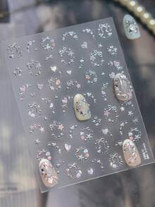 精致星形爱心美甲贴纸，5D金属质感高品质梦幻自粘美甲贴纸，3D美甲贴花DIY - 彩色 - 查看 3