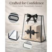 Frosted Clear Gift Bags With Gusset Bottom And Ribbon 15 Pack Semi-Transparent, Reusable Favor Bags In Assorted Sizes, Bulk Pack For Party, Wedding, Birthday, Boutique And Small Business 10.2"X3.2"X7.1", Black, Medium - 黑色/中號 - 查看 6