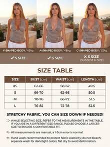 Women's Fitted Camisole Tank Top, Sleeveless Striped Blouse With Back Slit Design, Medium Stretch Fabric, Streetwear Summer - Brown - View 5