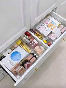 8/7/4pcs Acrylic Drawer Organizer Boxes, Fashion Compartment Desktop Storage Boxes, Multiple Sizes Available For Vanity, Bathroom Drawers, Suitable For Cosmetics, Office Supplies, Bathroom Cabinet Storage, Summer Women's Holiday Gift - View 9