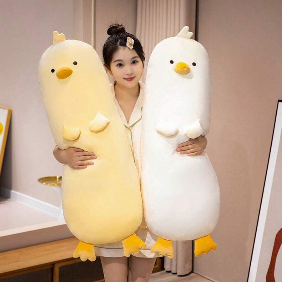 Cute Long Plush Throw Pillow, Soft Plush Cartoon Water Rat, Chick, Green Dinosaur, Pink Pig Plush Filled Cushion, Comfortable Companion Pillow Suitable For Bedroom, Living Room, Car, Children, Birthday, Christmas Gift - Long Pillow MSH - View 1
