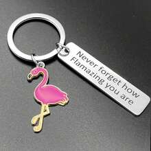 1pc Stainless Steel Inspirational Flamingo Keychain, "Never Forget How Flamazing You Are" Car Accessories Bag Charm School Cute Goth Y2k Christmas Gift Ideas Gifts For Mother, Father, Graduation, And Teacher - Silver - View 6