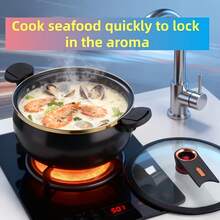Senmeo 1Pc Large 8.45QT Non-Stick Stew Pot, Twist Lock Handle & Attached Soup Spoon, Fast Heating Cooking Pot, Compatible With Gas/Open Flame/Induction, Home/Hotel/Fast Food Shop, Mother's Day - View 8