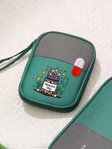 Portable "My Medicine Bag" Pill Pattern Medical Pouch, Compact First Aid Kit For Camping, Travel And Home, Convenient Medication Organizer, Emergency Bag, Available In Multiple Colors, Essential Health Care Accessory For Daily/Outdoor/Travel Use - Multicolor - View 3