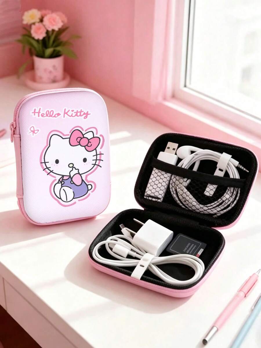 SANRIO EVA手提包带肩带，可爱卡通耳机收纳袋，数据线整理器，充电器收纳袋，钥匙扣，迷你拉链袋，袋中袋 - 彩色 - 查看 1