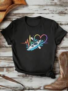Dam-T-shirts - Svart - Visa 1