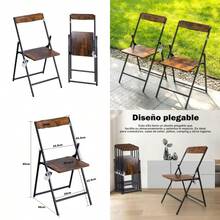 2 Sillas Plegables, Sillas para Comedor con Marco Metálico con Taburetes Antideslizantes, Adecuado para Sala de Estar, Comedor, Exterior, etc Moderno, 2 - Juego de 2 piezas marrn - Ver 1