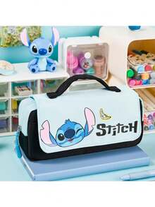 Hộp bút di động chính hãng Disney, có tay cầm, dung tích lớn, nhiều lớp, in hình Stitch, Gấu và Chuột Mickey, có khóa kéo, thích hợp cho học sinh, trường học, văn phòng và đồ dùng học tập. - Bộ - Xem 2
