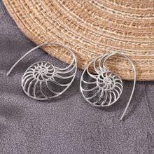 Bông tai mặt dây chuyền hình ốc biển Seabreeze dành cho nữ, thiết kế xoắn ốc rỗng, món trang sức đa năng phù hợp cho cả đeo hàng ngày và đi nghỉ mát. - Bạc - Xem 4