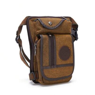 Men's Canvas Waist Bag, Military Leg Bag, Travel Motorcycle Riding Bag, Casual Belt Waist Pack