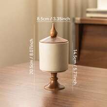 1pc Vintage Style Thick Ceramic Canister With Lid, Candy/Dried Fruit/Jam Storage Jar, Kitchen Spice Container, Sugar Pot, Suitable For Kitchen Storage And Entryway Decor - Stoneware - View 14