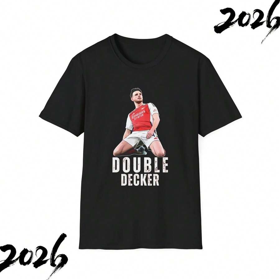 Declan Rice T-Shirt Arsenal1 Double Decker Design, Soccer Gift1 - Black - View 1