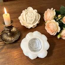 3D牡丹花蜡烛硅胶模具，浪漫牡丹花造型模具，适用于婚礼、派对、茶会装饰，温馨家居装饰硅胶模具，创意硅胶模具 - A-白色 - 查看 3