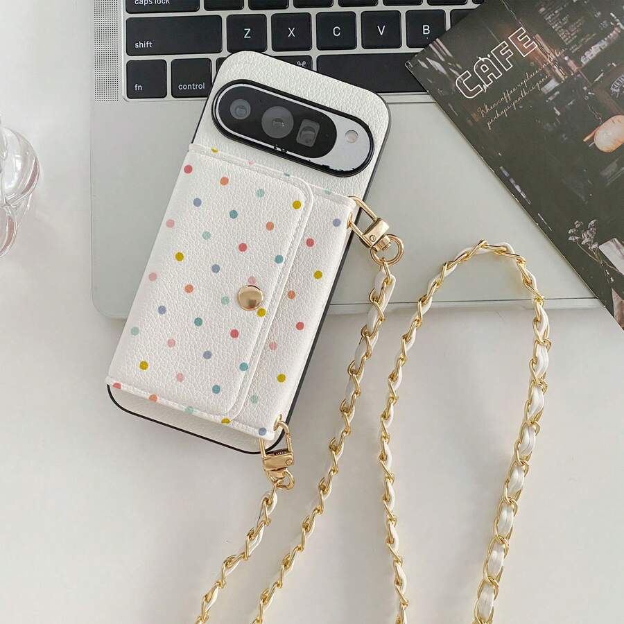 1件装优雅心形波点印花卡包斜挎钱包手机壳,兼容谷歌Pixel 10/9 Pro XL/8/7/6/9a/8a;镜面PU皮革卡槽钱包手机壳,兼容三星Galaxy S26/S25 Edge/S24/S23/S22/S21/S20 FE/Note 20 Ultra/A17/A16/A15/A07/A52/A53/A54/A25 5G;多功能保护套,兼容小米Note 15 Pro/14/13 4G/Poco C75 - 圓點14 - 查看 1