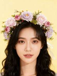 1件波西米亚风流苏串珠花环，逼真仿真花，浪漫新娘婚礼装饰 - 58870多色 - 查看 2