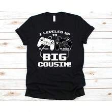 I Upgraded To Big Cousin T-Shirt, Cousin T-Shirt, Baby Shower, Cousin T-Shirt, Big Cousin Gift, Announcement T-Shirt, Cousinkidskids - 黑色 - 查看 1