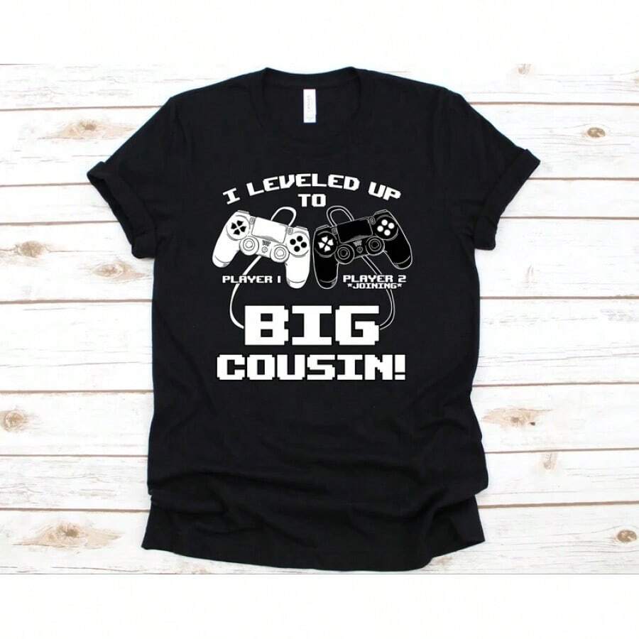 I Upgraded To Big Cousin T-Shirt, Cousin T-Shirt, Baby Shower, Cousin T-Shirt, Big Cousin Gift, Announcement T-Shirt, Cousinkidskids - 黑色 - 查看 1