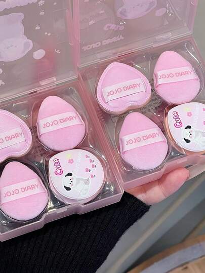 5pcs Mini Puff Set - Cute Puppy Shaped Finger-Press Makeup Sponges, Suitable For Foundation, Concealer, Blush, Highlighter - Compact & Portable For Daily Use